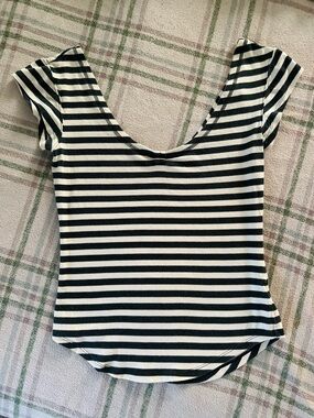Free People Striped Scoop Neck - Black and White